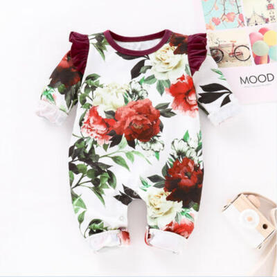 

Newborn Baby Girls Floral Romper Bodysuit Jumpsuit Winter Warm Outfits Clothes