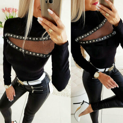 

Women Crew Neck Jumper Hollow Long Sleeve Sweater Knit Pullover Sweatshirt