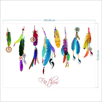 

Colorful Feathers Wall Sticker PVC Material Wall Decor DIY Self-adhesive Wallpapers for Living Room Decoration