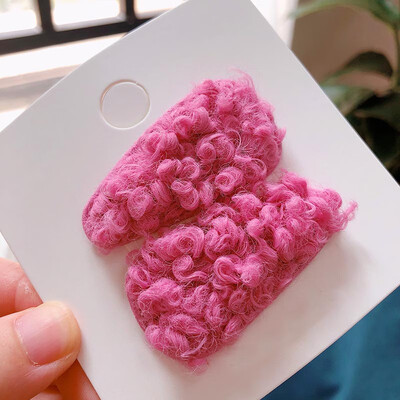 

Cute Clips Children Candy Color Plush Princess Imitation Autumn Winter Hair Duckbill Clips 2 Pieces