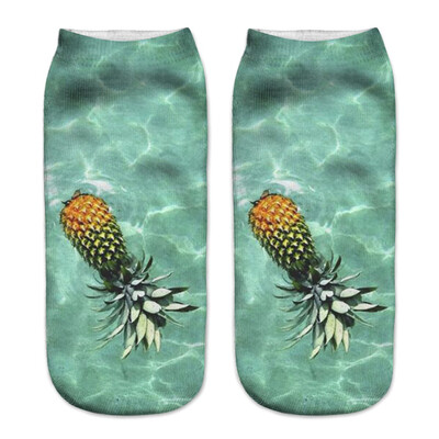

1Pair Harajuku Food Cartoon 3D Printing Socks Women Fashion Summer Low Cut Ankle Short Socks Female Fresh Style