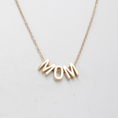 

Gold Chain Necklace Multi-color Micro Pave Mom Letter Necklaces For Women MOTHERS DAY
