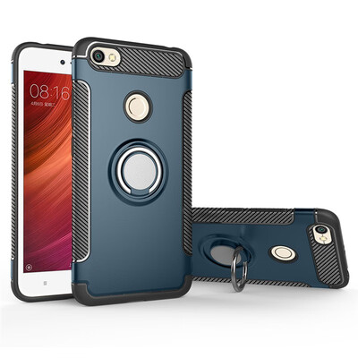 

Back Cover For Xiaomi Redmi Note 5A Prime Case Car Holder Stand Hard PC Silicon Ring Suction Bracket