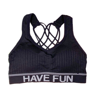 

Women Cross Straps Beauty Back Bra Summer Letter Print Knitting Thread Fitness Bras Active Bralette Sujetadores Para Mujer