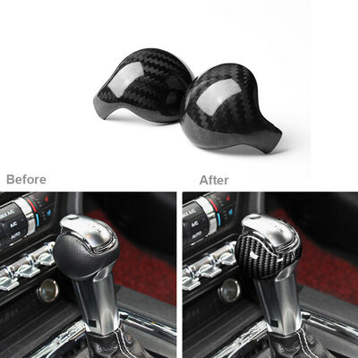 

2Carbon Fiber Interior Gear Shift Knob Trim Cover for Ford Mustang 2015-2019
