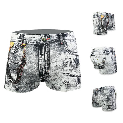 

Tailored Fashion Mens Sexy Denim Printed Dollar Pocket Boxer Shorts Pants Underpants