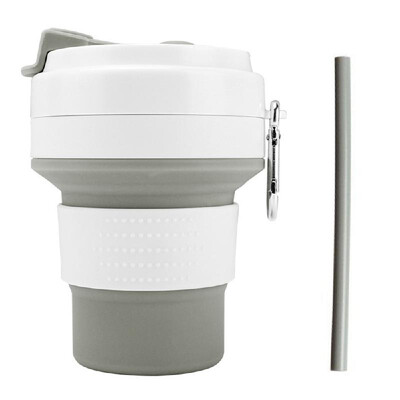 

Portable Silicone Travel Cup Foldable Cup with Straw for Outdoor Camping Travel Office BPA Free 350ml118OZ