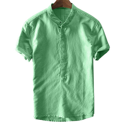 

Toponeto Summer Mens Cool And Thin Breathable Collar Hanging Dyed Gradient Cotton Shirt