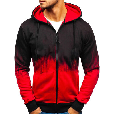

Gobestart Men Splicing Tie Dyeing Pullover Long Sleeve Hooded Sweatshirt Tops Blouse