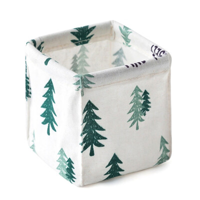 

Cotton Linen Foldable Desktop Storage Bag Diamond Stripe Storage Basket Portable Mini Sundries Container Home Storage Organizer