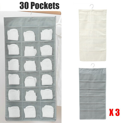 

1pc3pcs Foldable Wall Hanging Closet Organizer 30 Pockets Bra Underwear Toy Sundries Sorting Storage Bag