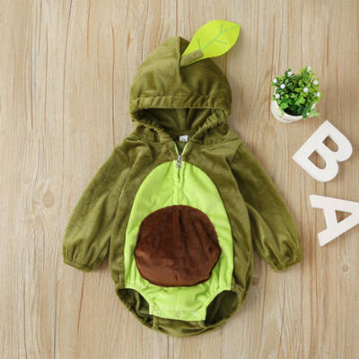 

US Infant Kids Baby Warm Clothes Zippered Avocado Romper Jumpsuit Overall Outfit