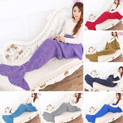 

Super Soft Crocheted Mermaid Tail Blanket Knitting Adult Sofa Sleeping Bag TOP