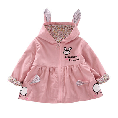 

Cute jacket for girls Baby Girl Clothes Cartoon Rabbit Print Casual Hoodie Zipper Coat Childrens jacket Tops