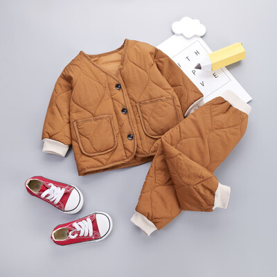 

Kids Clothes Winter Baby Boys Girls Thicken Warm Cotton Outfit Toddler Coat Tops Pants 2Pcs Chilren Clothing Set