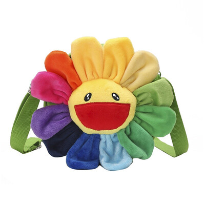 

Cartoon Japanese storage bags Rainbow Sunflower Plush Sun Flower Bag Jewelry bags shoulder coin bag figure toy