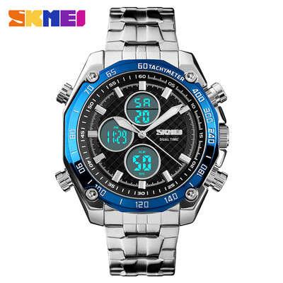 

SKMEI 1302 Men Quartz 2 Time Chrono Watches Stopwatch Analog Digital Display Wristwatch 3ATM Waterproof Fashion Casual Backlight M
