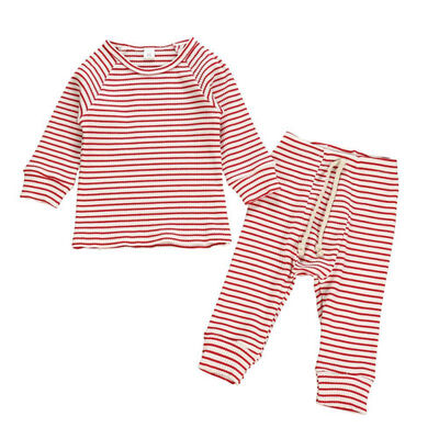 

Autumn Children Casual Clothes Baby Boys Girls Long Sleeve Striped Printing T-Shirt And Striped Trousers for Toddler Kids