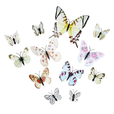 

12Pcs Wall Stickers PVC Butterfly Shape Wall Decal Sticker Home Living Room Nursery Refrigerator Stickers DIY Art Decoration Outdo