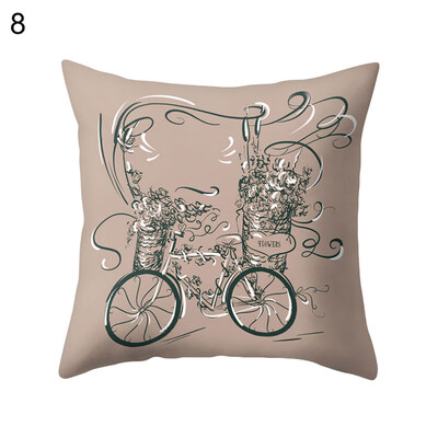 

Bicycle Flower Eiffel Tower Pillow Case Cushion Cover Bed Car Cafe Office Decor