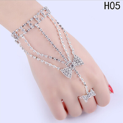 

Wedding Accessory Rhinestone Finger Ring Bracelet for Women