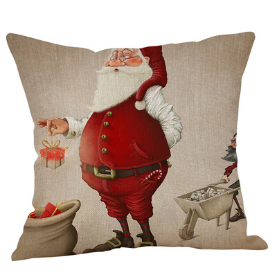 

Gobestart Merry Christmas Pillow Cases Cotton Linen Sofa Cushion Cover Home Decor