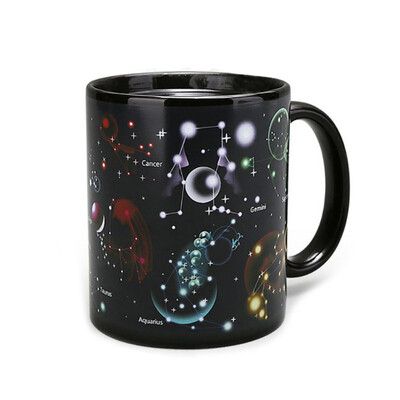 

330ml Ceramic Coffee Cups Starry Sky Solar System Milk Discoloration Magic Sensitive Heat Color Changing Fading Cup