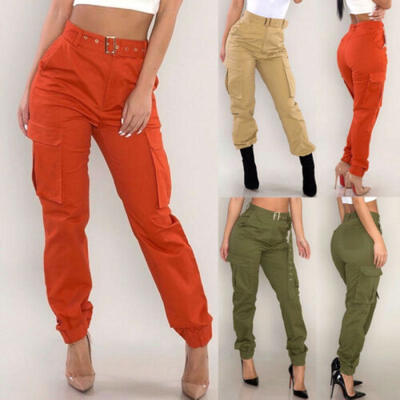 

Womens Camo Trousers Casual Military Army Sports Joggers Cargo Long Pants