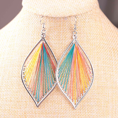 

guangxichuangshengxinfu rop Earrings Big Leaf Dangle Earrings Women Jewelry