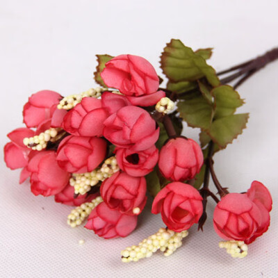 

Artificial Silk Rose Flower Leaf Home Wedding Party Decor Bridal 15 Head Bouquet Home Decor