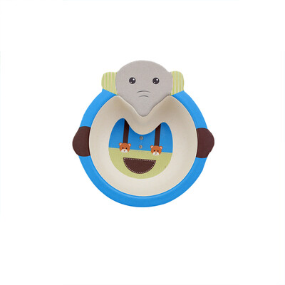 

Kids Tableware Bamboo Fiber Cartoon Bowl Environmentally Friendly Portable Food Supplement Baby Dinnerware Set