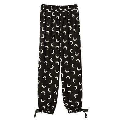 

Women New Comfy Harem Pants Mid Waist Pants Elastic Drawstring Print Loose Straight Casual Long Pants