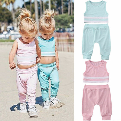 

Cute Toddler Kids Baby Girl Sleeveless Tops Long Pants Outfits 2pcs Set Sunsuit