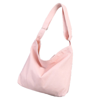 

Women Solid Color Canvas Shoulder Bag Adjustable Strap Handbag Storage Pouch