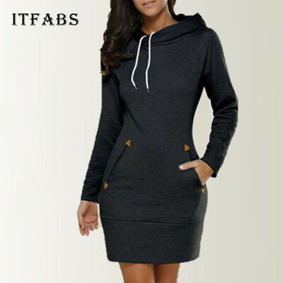 

Womens Sexy Hooded Long Sleeve Bodycon Hoodie Sweatshirt Jumper Dress Top