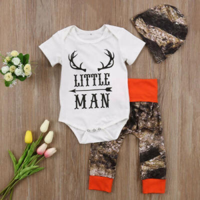 

3pcs Newborn Toddler Infant Baby Boy Girl Clothes Romper TopsPants Outfits Set