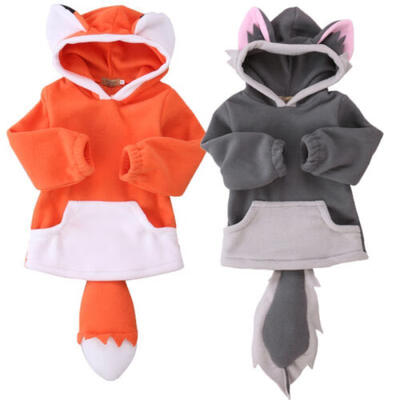 

Cute Toddler Kid Baby Boys Girls Fox Wolf Outerwear Hooded Coats Jacket Winter