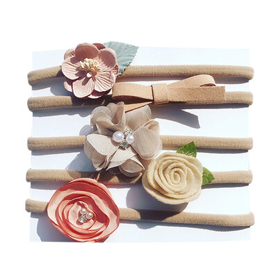

Baby Floral Print Headband For Girls 5Pcs Baby Girl Floral Elastic Headbands Holiday Party Hair Band Headwear Accessories