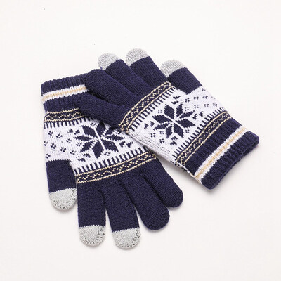 

Cute Christmas Warm Winter Gloves Snowflake Printed Knitted Touch Gloves Men Women Sports Gloves Party Supplies
