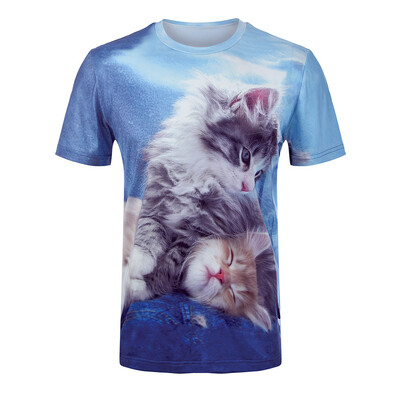 Toponeto Fashion Mens 3D Cat Printing Tees Shirt Short Sleeve T-Shirt Blouse Tops