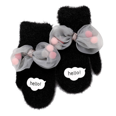 

5-12T Girls Golves 1 Pair Cartoon Thick Warm Baby Girls Winter Warm Gloves Cute bow fashion girl gloves