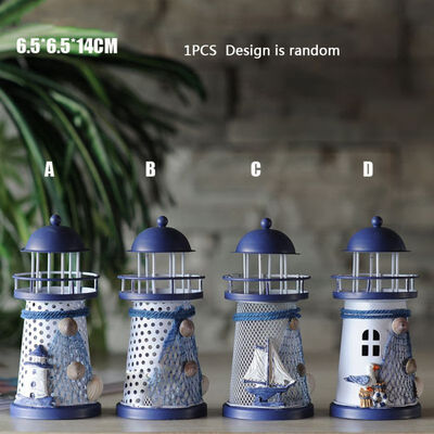 

LED Tin Lighthouse Colorful Lights Home Accessories Metal Crafts Romantic Mediterranean Ornaments Light Show Color Home Bedroom