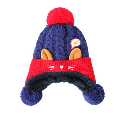 

Warm Infant Beanie Cap For Children Boys Girls Animal Cat Ear Kids Crochet Knitted Hat Cute Baby Winter Hat