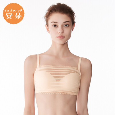 

Embrys Ando tube top underwear anti-light gathering gathered chest female sense lace bra summer HB0125U skin color SKN 80A