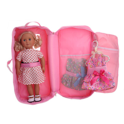 

Siaonvr Doll Travel Suitcase Storage Bag Wardrobe Accessories Bag For 18 inch Doll PK