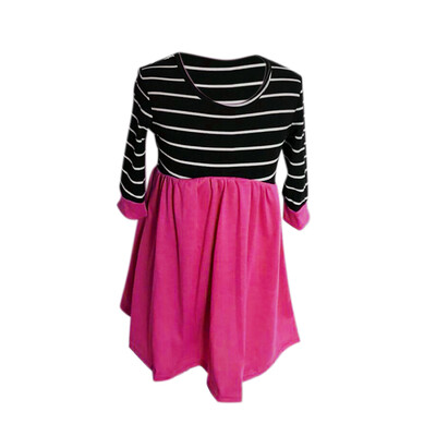 

New Mother And Children Christmas Clothing Striped Stitching Parent-child Wear Loose T-shirt Rose Red Christmas Tops