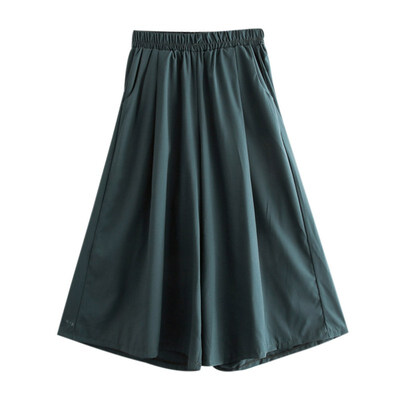 

New Women Casual Solid Color Thin Wide Leg Pantalones De Mujer High Waist Loose Cropped Trousers Streetwear Female Pants