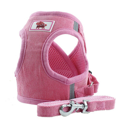 

Pet Dogs Vest Harness Square Corduroy Protective Type Off-The-Shelf Design Pet Chest Strap With Traction Rope