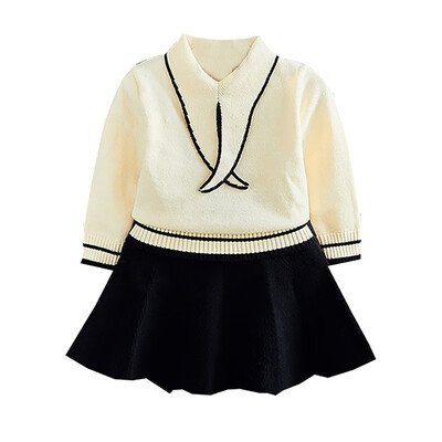 

Autumn Casual Baby Girl Clothes Sets Cute Long Sleeve Solid Print Cotton Blouse Sweater Short Skirts Outfits Set