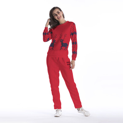 

Tailored Womens O-neck Long Sleeve Pullover Print Sports Suit Sweatshirt Blouse And Pant